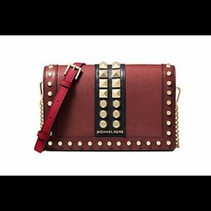 Michael Kors Lg Studded Saffiano Leather Crossbody